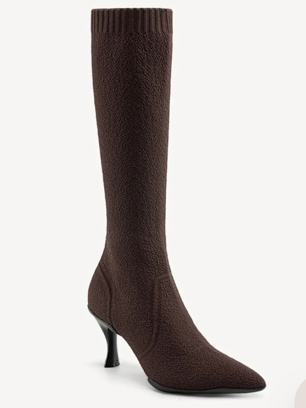 Cozy Island Women’s Knee-High Stretch Pointed Toe Boots in Dark Brown size 8